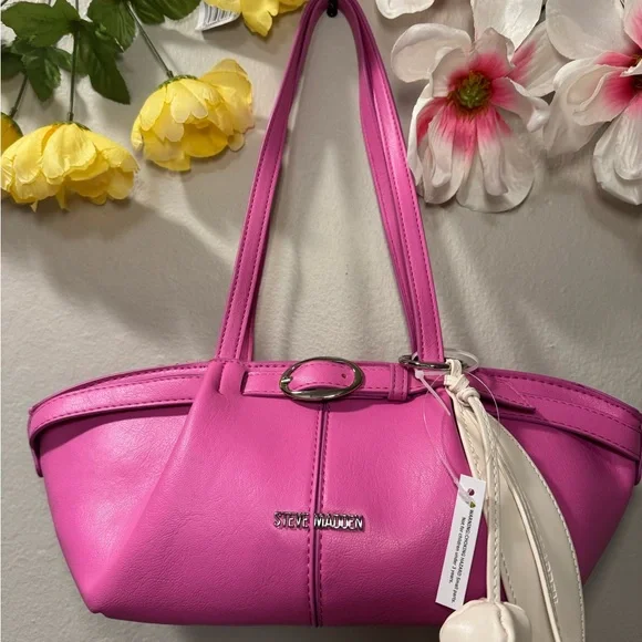 Steve Madden Hot Pink Shoulder Tote with Charm - Picture 3 of 10
